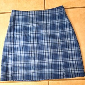 John Galt  plaid mini skirt blues